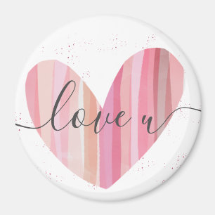 liefde U Cute Pink Textured Heart Magneet