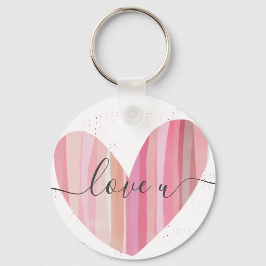 liefde U Cute Pink Textured Heart Sleutelhanger (Voorkant)