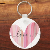 liefde U Cute Pink Textured Heart Sleutelhanger (Voorkant)