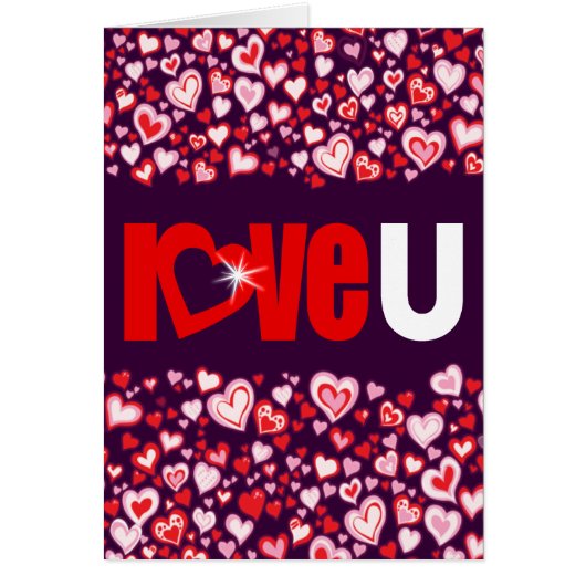 Liefde U diamanten hart rood & paarse delen de lie (Voorkant)