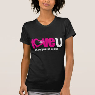 Liefde U geeft ons een kus wit roze meisje t-shirt
