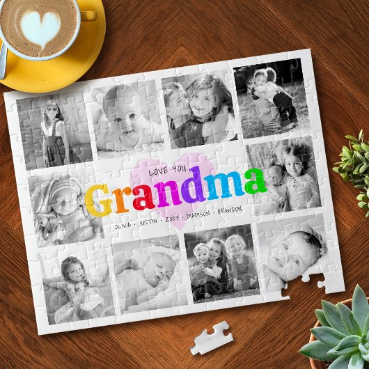 Liefde u Grootma Colorful Modern 10 Foto Collage Legpuzzel