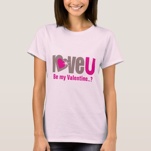 Liefde U is mijn Valentijn roze grijze bovenzijde T-shirt (Voorkant)