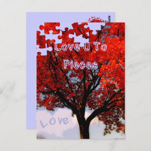 Liefde U naar stuks Valentijnsdag Briefkaart (Voorkant / Achterkant)