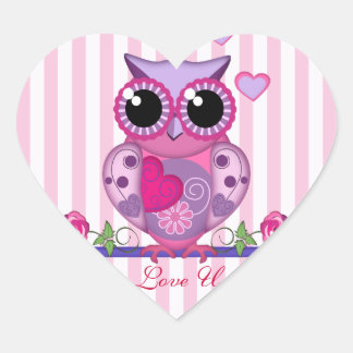 Liefde Uil met een hart & tekst Sticker