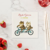 Liefde uilen fiets tandem waterverf servetten (Insitu)