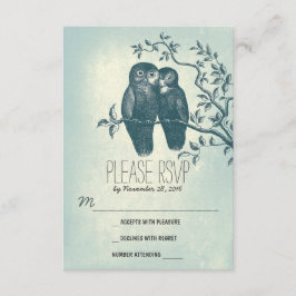 liefde uilen lieve en schattige bruiloft RSVP kaar Kaartje