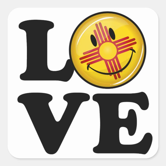 Liefde uit New Mexico Lachende Vlag Vierkante Sticker (Voorkant)