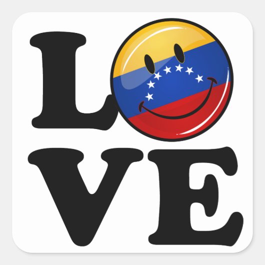 Liefde uit Venezuela Glimlachende vlag Vierkante Sticker (Voorkant)