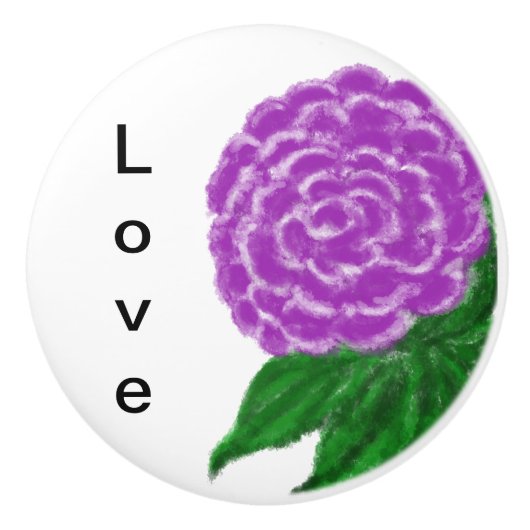Liefde Ultra Violet Floral Waterverf Keramische Knop (Voorkant)