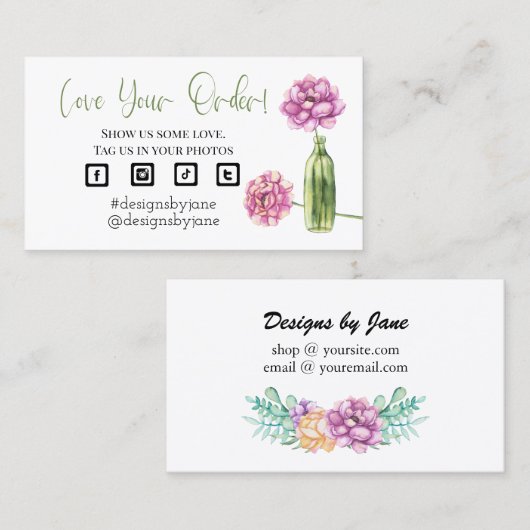 Liefde uw bestelling voor kleine bedrijven Kaart i Visitekaartje (Voorkant / Achterkant)