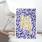 Liefde uw eigen Motivatie Citaat Blauw & Glitter Poster