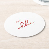 Liefde “Uw Naam” Rood Typografie Ronde Kartonnen Onderzetter (Gebogen)