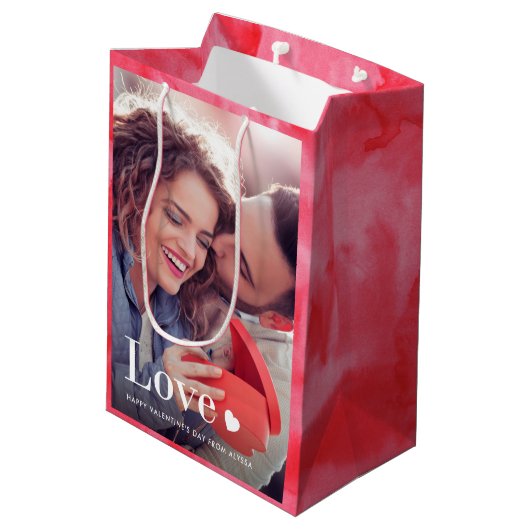 Liefde | Uw persoonlijke foto en een hart Medium Cadeauzakje (Achterkant Gekanteld)