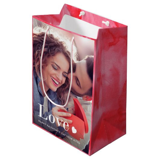 Liefde | Uw persoonlijke foto en een hart Medium Cadeauzakje (Voorkant Gekanteld)