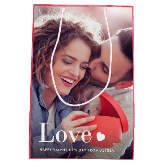 Liefde | Uw persoonlijke foto en een hart Medium Cadeauzakje (Achterkant)