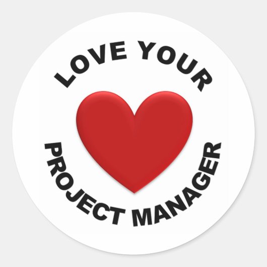 Liefde uw projectmanager ronde sticker (Voorkant)