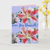 Liefde uw vrouw Naam Lila bloemen Waterverf Kaart (Gele Bloem)