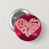 Liefde uzelf tweetone roze hartwoord ronde button 5,7 cm (Voorkant /achterkant)