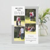 Liefde Vader vier foto's grijze Vaderdag kaart (Staand voorkant)