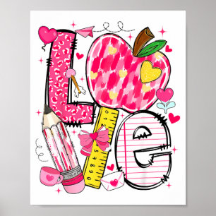 Liefde Valentijn Apple Potlood Leraar Jongens Meis Poster