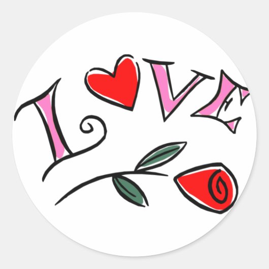 Liefde Valentijn Harten en Roos Gif... Gepersonali Ronde Sticker (Voorkant)