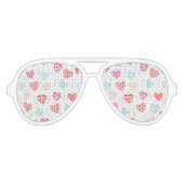 Liefde Valentijn Roze Blauw Rood Harten Aviator Zonnebril (Voorkant)