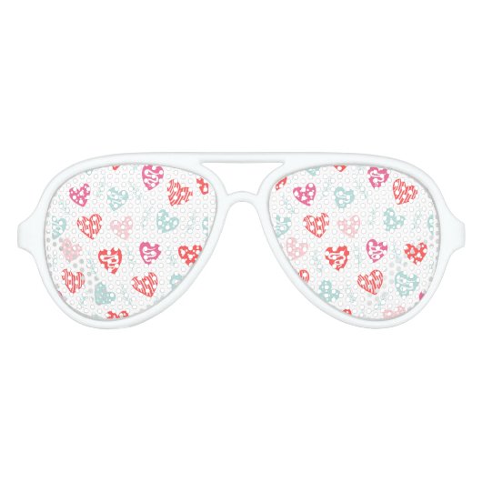 Liefde Valentijn Roze Blauw Rood Harten Aviator Zonnebril (Voorkant)