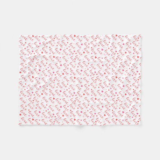 Liefde Valentijn Roze Rode Harten Fleece Deken (Voorkant (Horizontaal))
