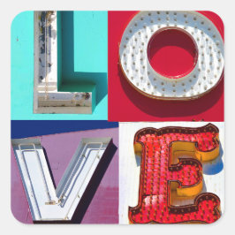 Liefde Valentijnen Dag in  Metal Sign Letters Vierkante Sticker