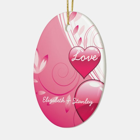 Liefde Valentijn's Day harten wervelt aangepaste o Keramisch Ornament (Links)