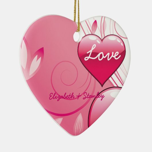 Liefde Valentijn's Day harten wervelt aangepaste o Keramisch Ornament (Rechts)