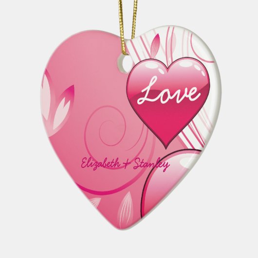 Liefde Valentijn's Day harten wervelt aangepaste o Keramisch Ornament (Links)