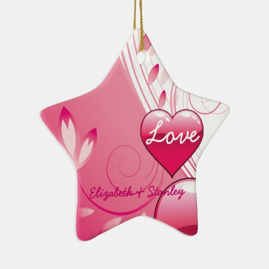 Liefde Valentijn's Day harten wervelt aangepaste o Keramisch Ornament (Rechts)