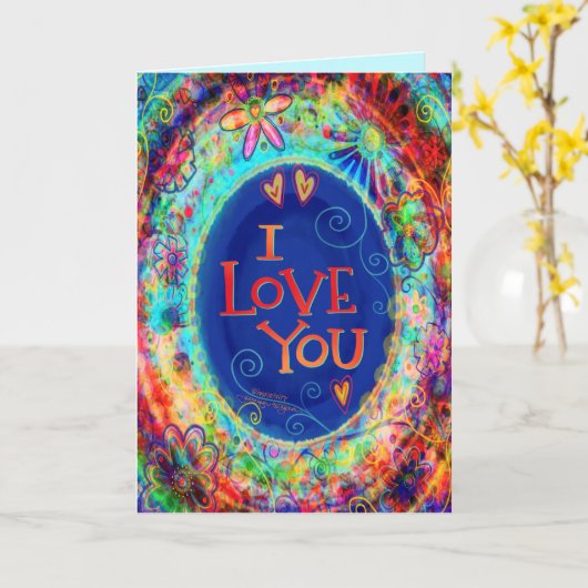 Liefde Valentijns Prachtige Bloemige Pret Blauwe H Kaart (Gele Bloem)