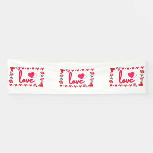 Liefde Valentijnsdag 2,5x10 Vinyl Banner (Horizontaal)