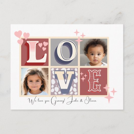 LIEFDE Valentijnsdag Aangepaste Tekst & Foto's Briefkaart (Voorkant)