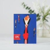 Liefde. Valentijnsdag Art Deco Design Briefkaarten (Staand voorkant)