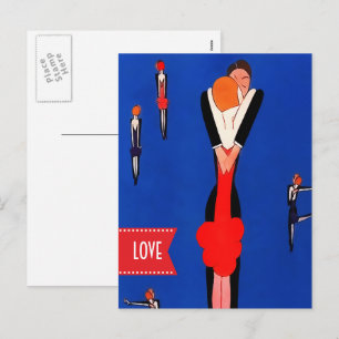 Liefde. Valentijnsdag Art Deco Design Briefkaarten