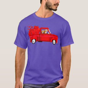 Liefde Valentijnsdag Cute Beagle Red Truck T-shirt