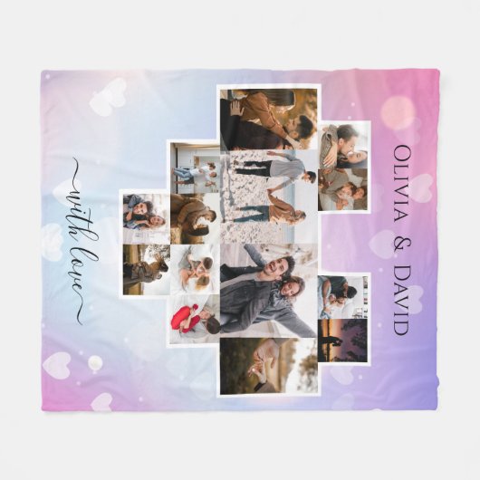 Liefde Valentijnsdag Fotocollage Fleece Deken (Voorkant (Horizontaal))