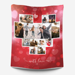 Liefde Valentijnsdag Fotocollage Rood Fleece Deken