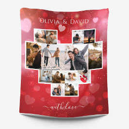 Liefde Valentijnsdag Fotocollage Rood Fleece Deken