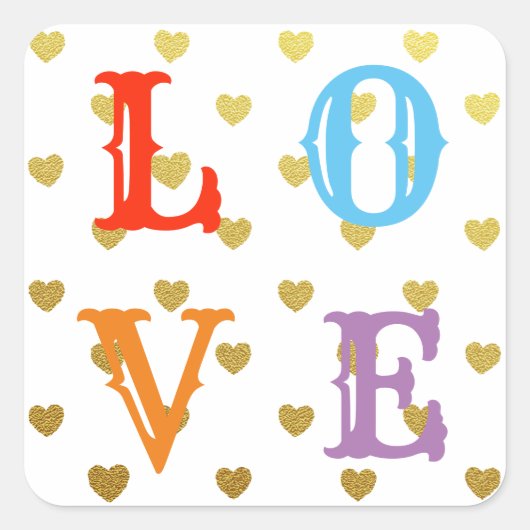 Liefde Valentijnsdag glitter hart Vierkante Sticker (Voorkant)