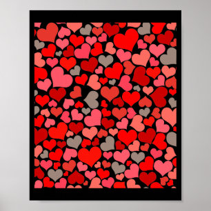 Liefde Valentijnsdag Hart Vrouwen Roze Roos T-shir Poster