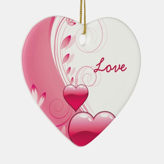 Liefde Valentijnsdag harten kronkels aangepaste or Keramisch Ornament (Rechts)