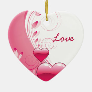 Liefde Valentijnsdag harten kronkels aangepaste or Keramisch Ornament