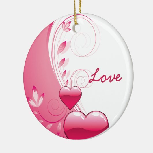 Liefde Valentijnsdag harten kronkels aangepaste or Keramisch Ornament (Links)