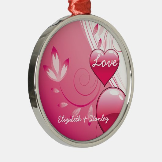 Liefde Valentijnsdag harten kronkels maatwerk orna Metalen Ornament (Rechts)