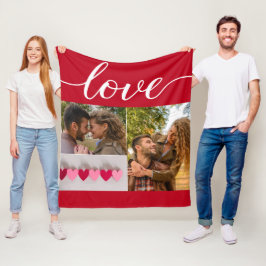 Liefde Valentijnsdag rood Couple Foto Collage Fleece Deken